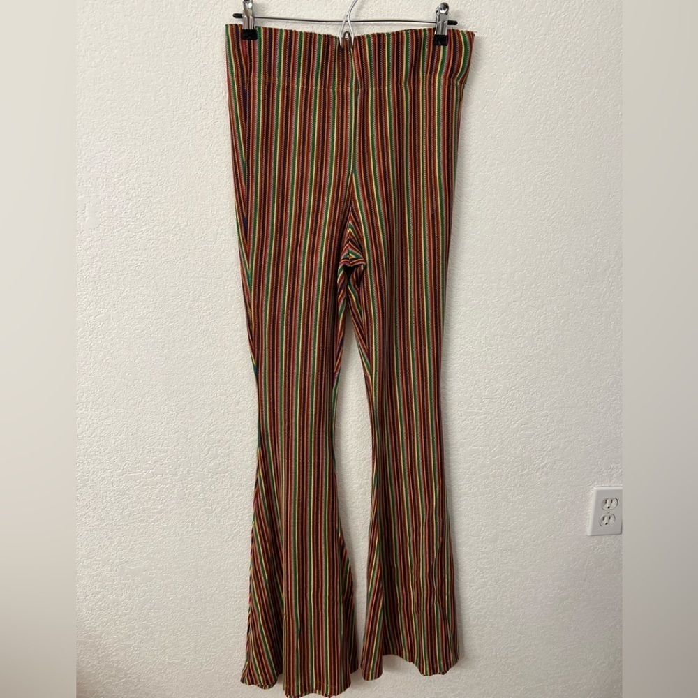 Judith March flare striped pants womens size large